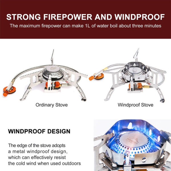 Camping Gas Burner Wind Proof Stove - Image 9